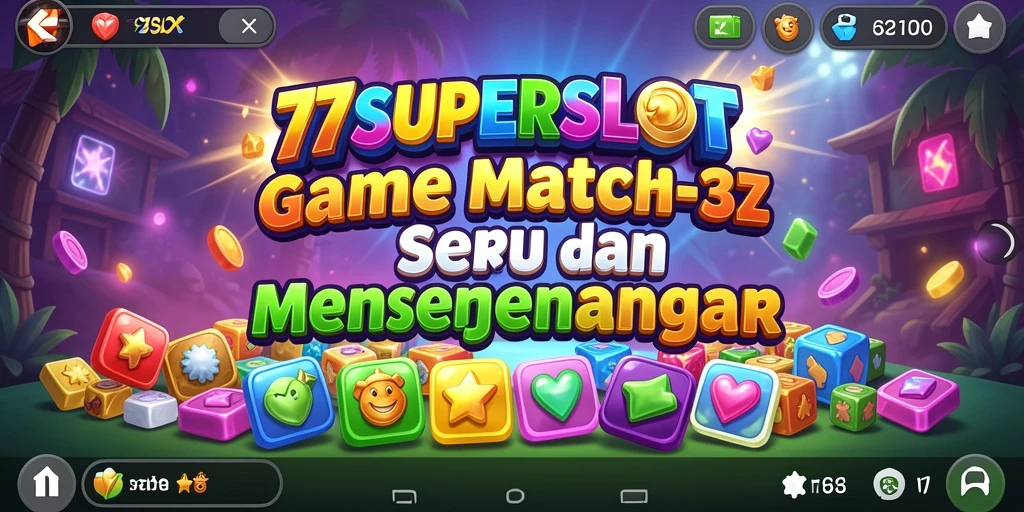 Tampilan gameplay seru dalam 77SUPERSLOT dengan elemen Match-3.
