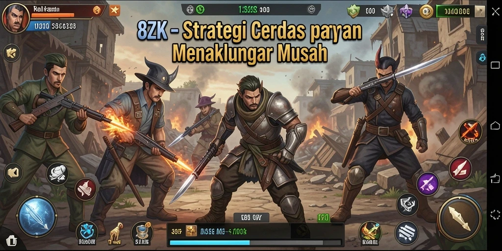 Tampilan gameplay <strong>8ZK</strong> dengan strategi menawan dan pertempuran seru.