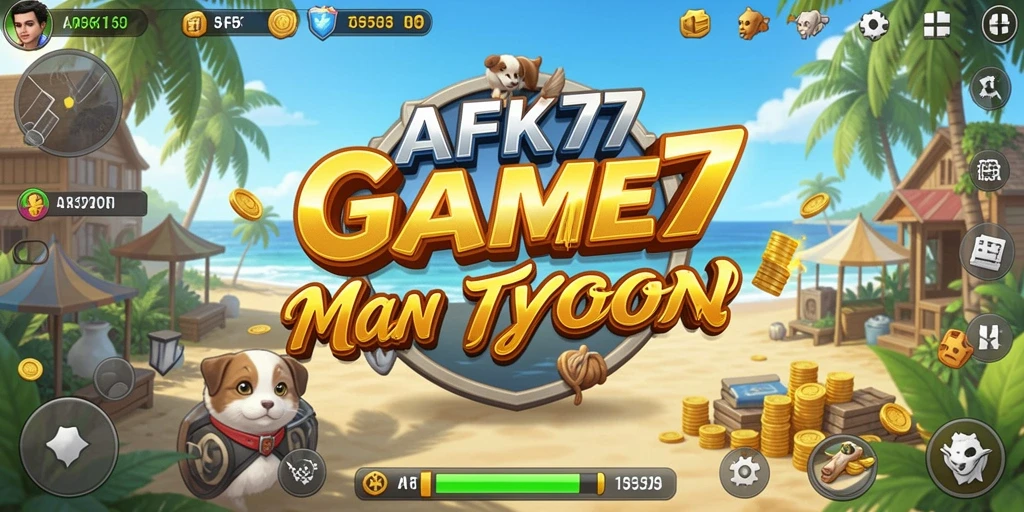 Screenshot menunjukkan gameplay seru dan manajemen bisnis di AFK77.