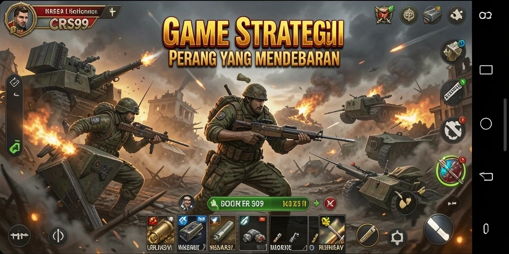 Screenshot gameplay <strong>CRS99</strong> menampilkan pertempuran seru dan strategi yang rumit.
