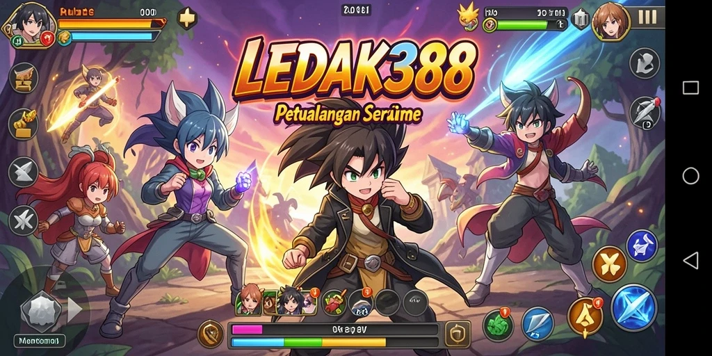 Screenshot utama LEDAK388 menampilkan pertarungan karakter anime yang mendebarkan.