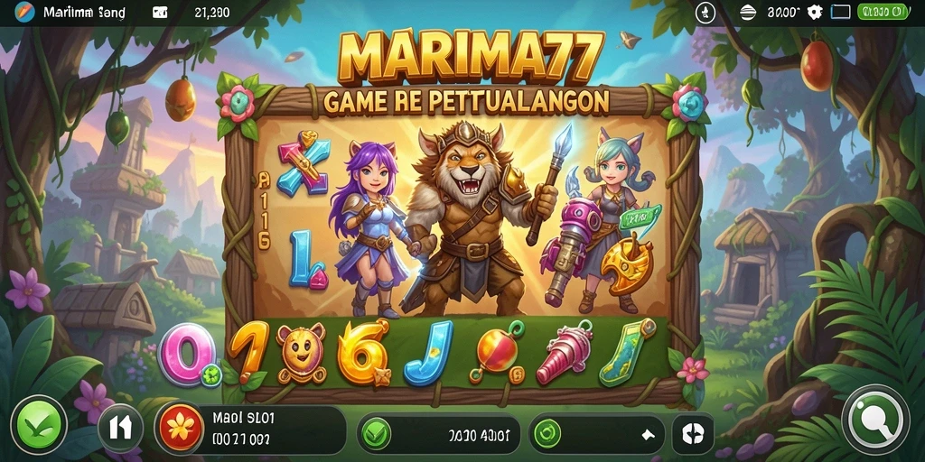Screenshot gameplay MARIMA77 yang menunjukkan putaran slot yang mendebarkan.