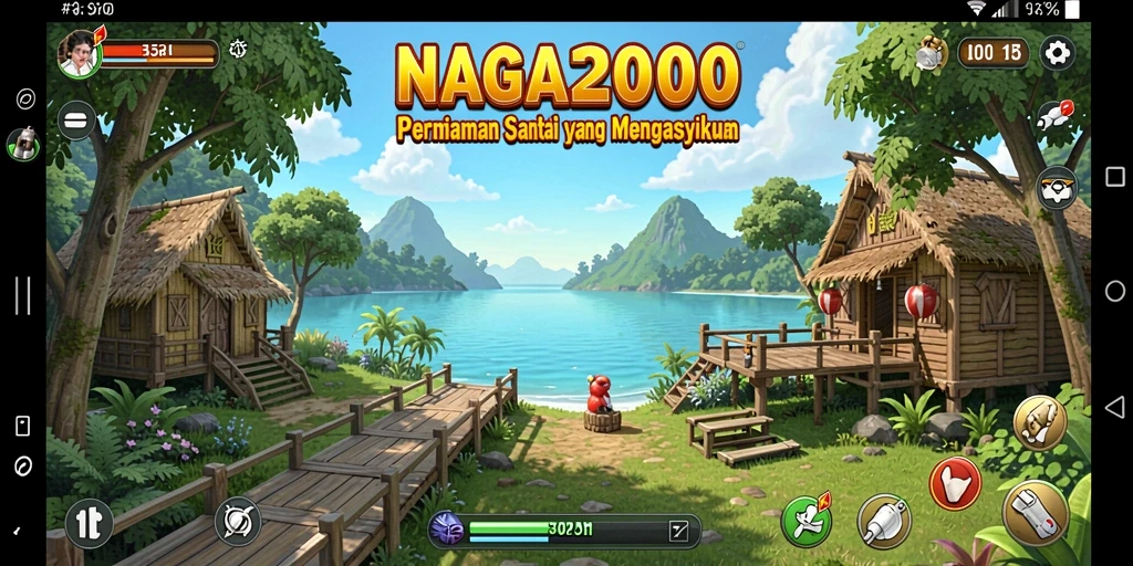 Tampilan gameplay NAGA2000 yang ceria dan menyenangkan.