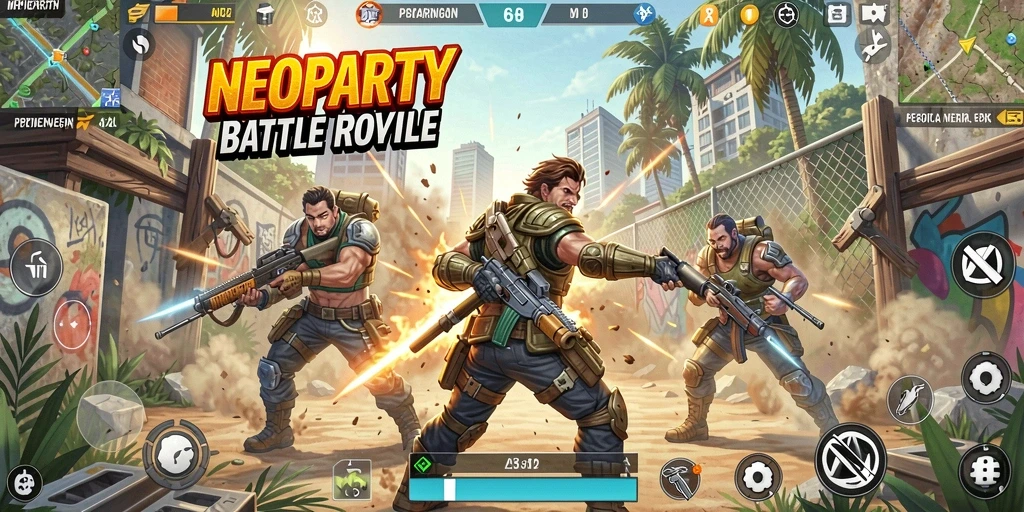 Tangkapan layar menunjukkan aksi seru dalam gameplay Battle Royale