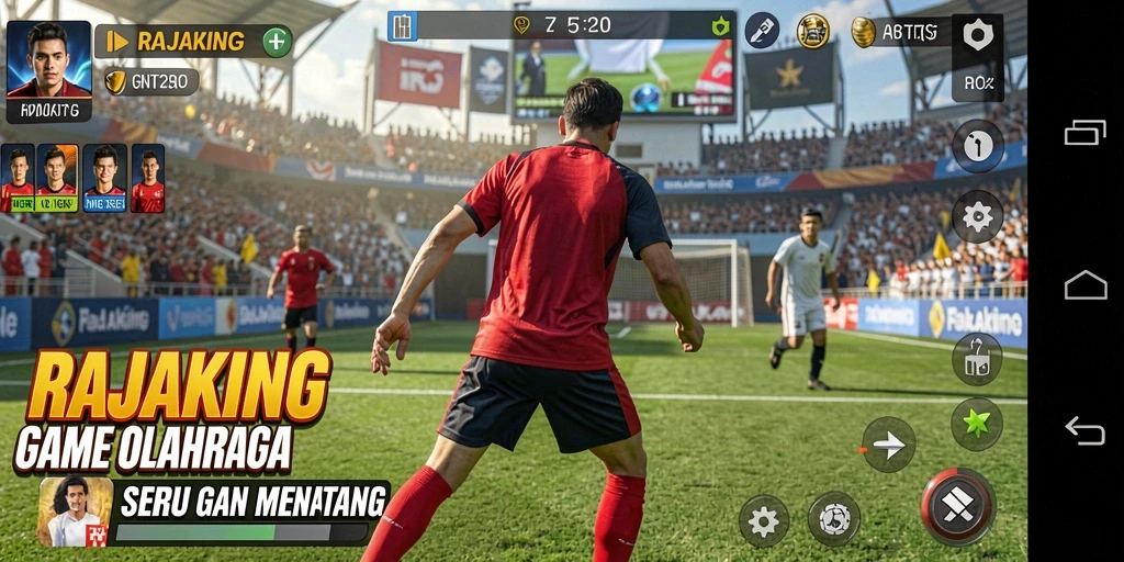 Tangkapan layar utama RAJAKING menampilkan gameplay seru dalam olahraga.