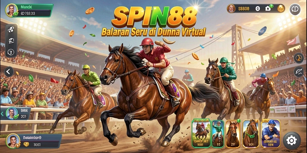 Screenshot gameplay SPIN88 menunjukkan momen balapan yang mendebarkan.